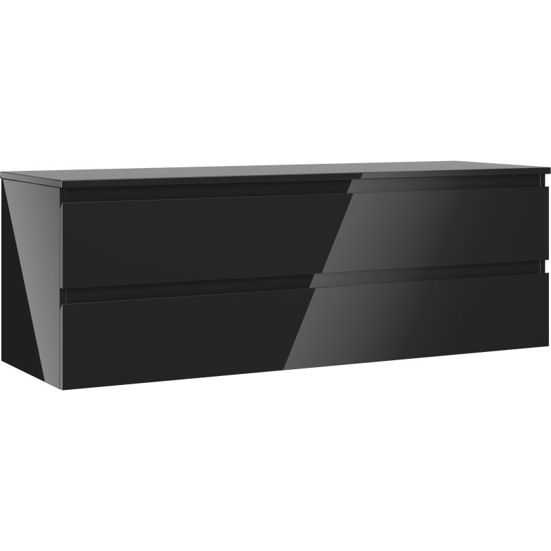 Mexen Orio Bathroom Cabinet Under Sink 140 cm with Countertop, 2 Drawers, Black Gloss - 91A10-14047-2-BFFC70