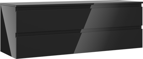 Mexen Orio Bathroom Cabinet Under Sink 140 cm with Countertop, 2 Drawers, Black Gloss - 91A10-14047-2-BFFC70