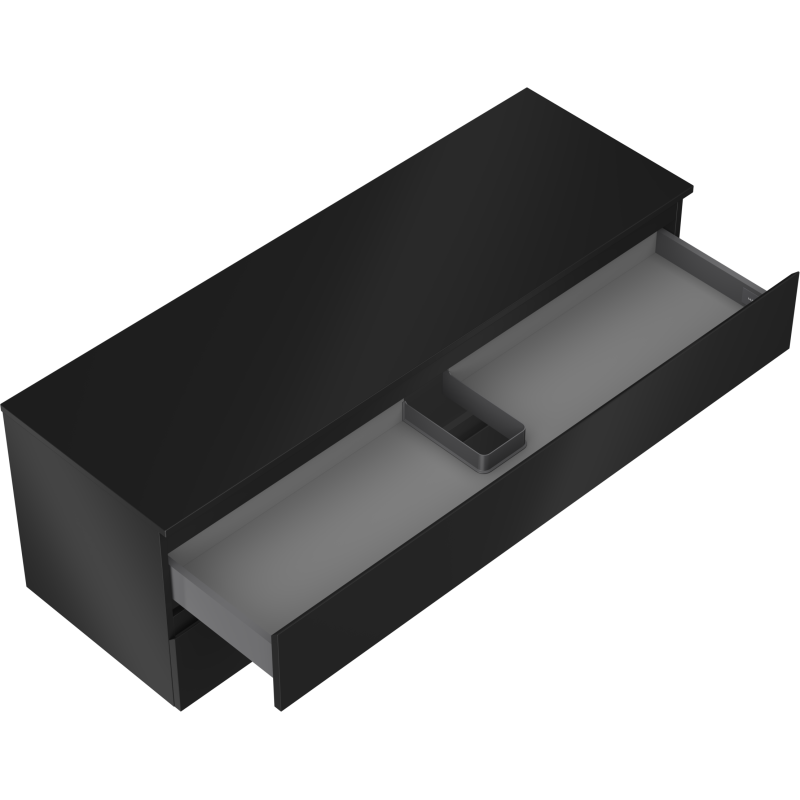 Mexen Orio bathroom cabinet under sink 140 cm with countertop, 2 drawers, black matt - 91A10-14047-2-BFFC71