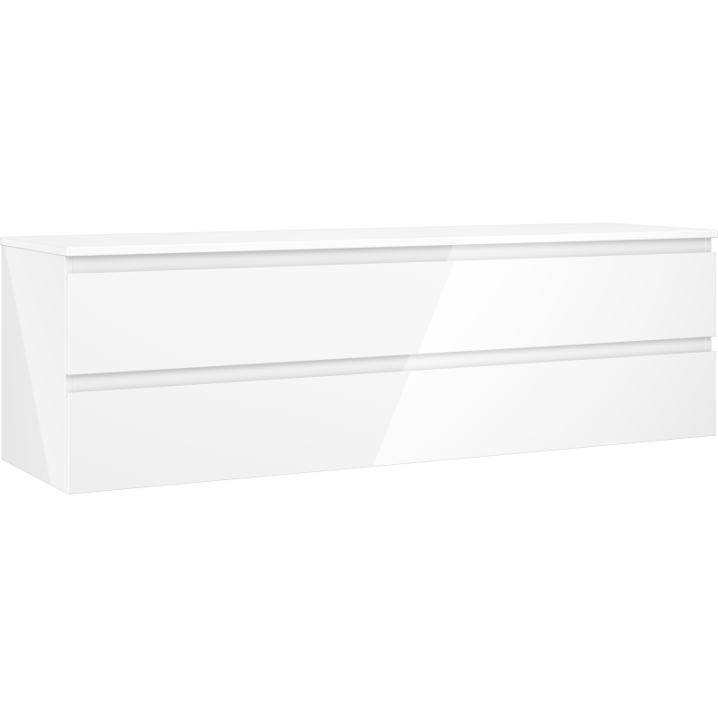 Mexen Orio bathroom cabinet for a washbasin 160 cm with countertop, 2 drawers, white gloss - 91A10-16047-2-BFFC00