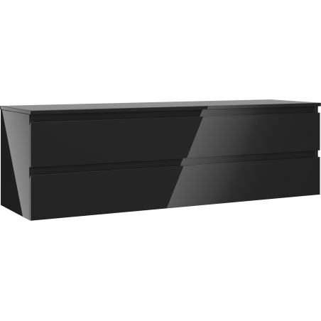 Mexen Orio bathroom cabinet with countertop 160 cm, 2 drawers, black gloss - 91A10-16047-2-BFFC70