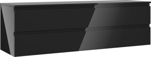 Mexen Orio bathroom cabinet for sink 160 cm with countertop, 2 drawers, black gloss - 91A10-16047-2-BFFC70