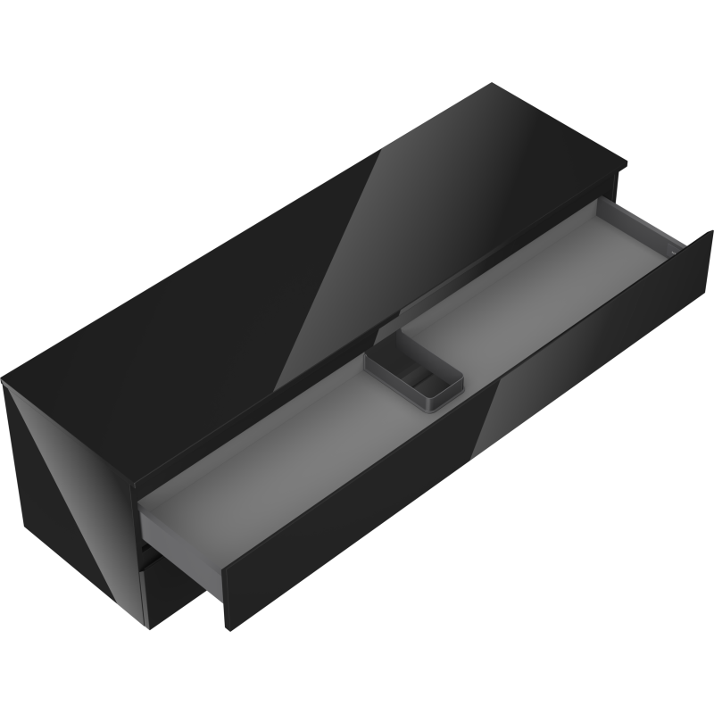 Mexen Orio bathroom cabinet for sink 160 cm with countertop, 2 drawers, black gloss - 91A10-16047-2-BFFC70