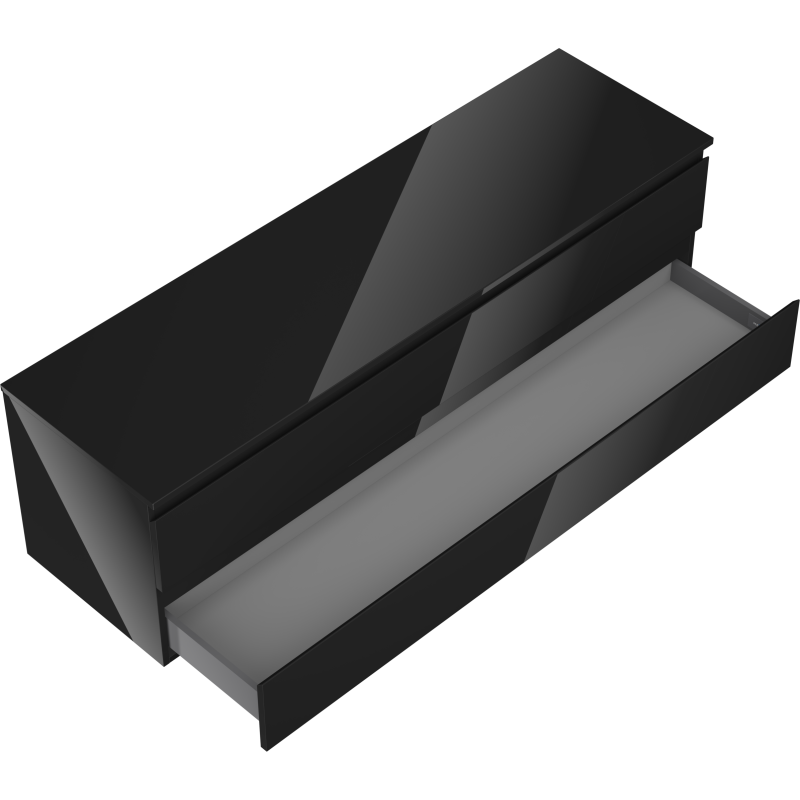 Mexen Orio bathroom cabinet for sink 160 cm with countertop, 2 drawers, black gloss - 91A10-16047-2-BFFC70