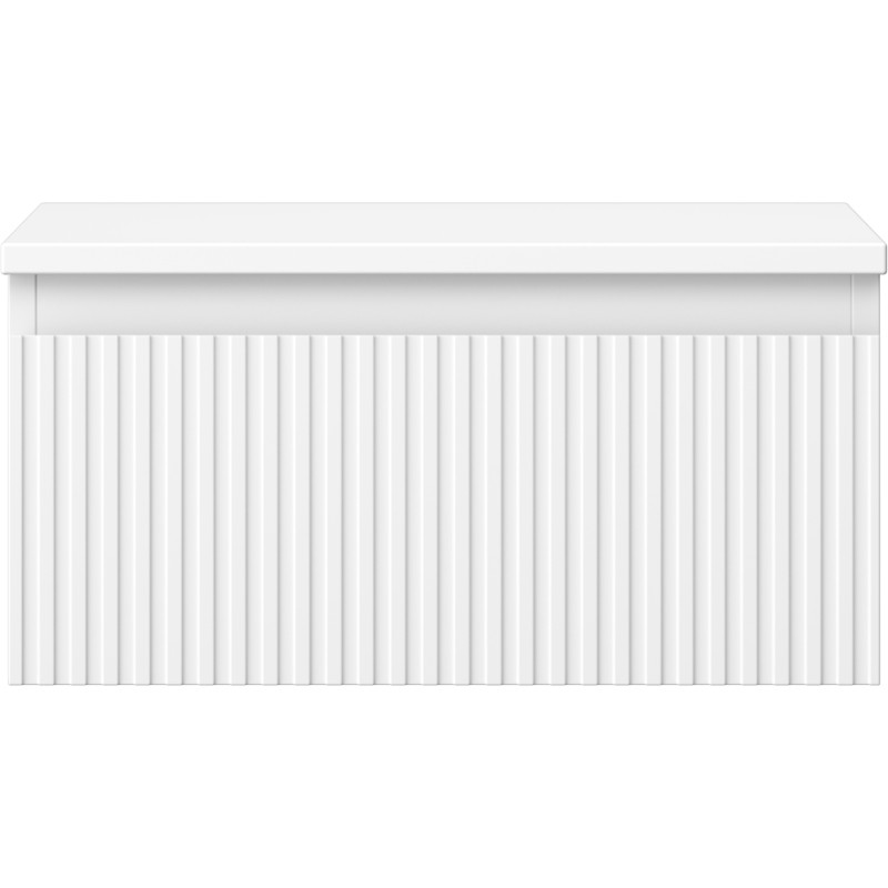 Mexen Rivel bathroom vanity cabinet 50 cm with countertop, 1 drawer, grooved, matte white - 91A20-05023-1-BFC01