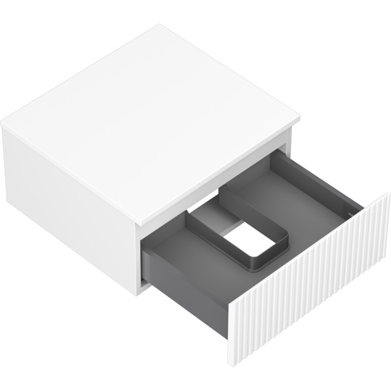 Mexen Rivel bathroom vanity cabinet 50 cm with countertop, 1 drawer, grooved, matte white - 91A20-05023-1-BFC01