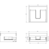 Mexen Rivel bathroom cabinet under sink 50 cm with countertop, 1 drawer, grooved, matte gray - 91A20-05023-1-BFC62