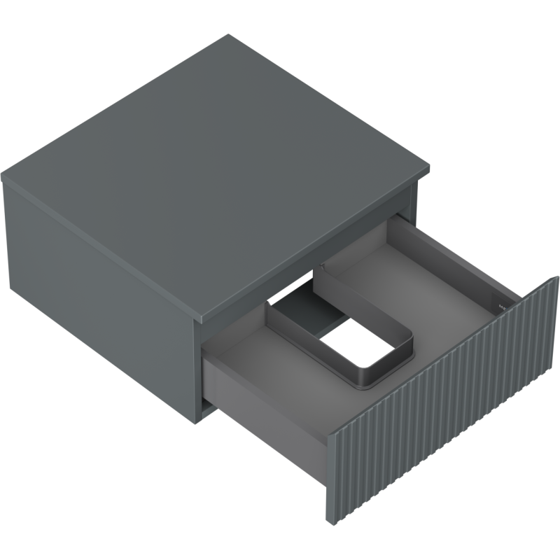 Mexen Rivel 50 cm Under-Sink Bathroom Cabinet with Counter, 1 Drawer, Fluted, Matte Graphite - 91A20-05023-1-BFC66