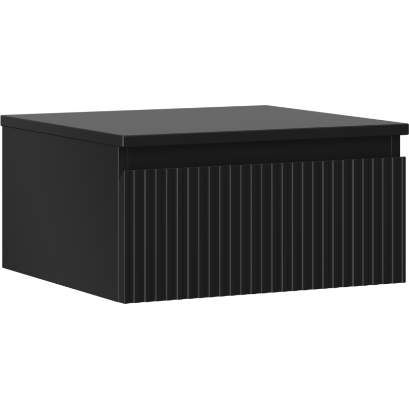 Mexen Rivel bathroom cabinet under washbasin 50 cm with top, 1 drawer, grooved, matte black - 91A20-05023-1-BFC71