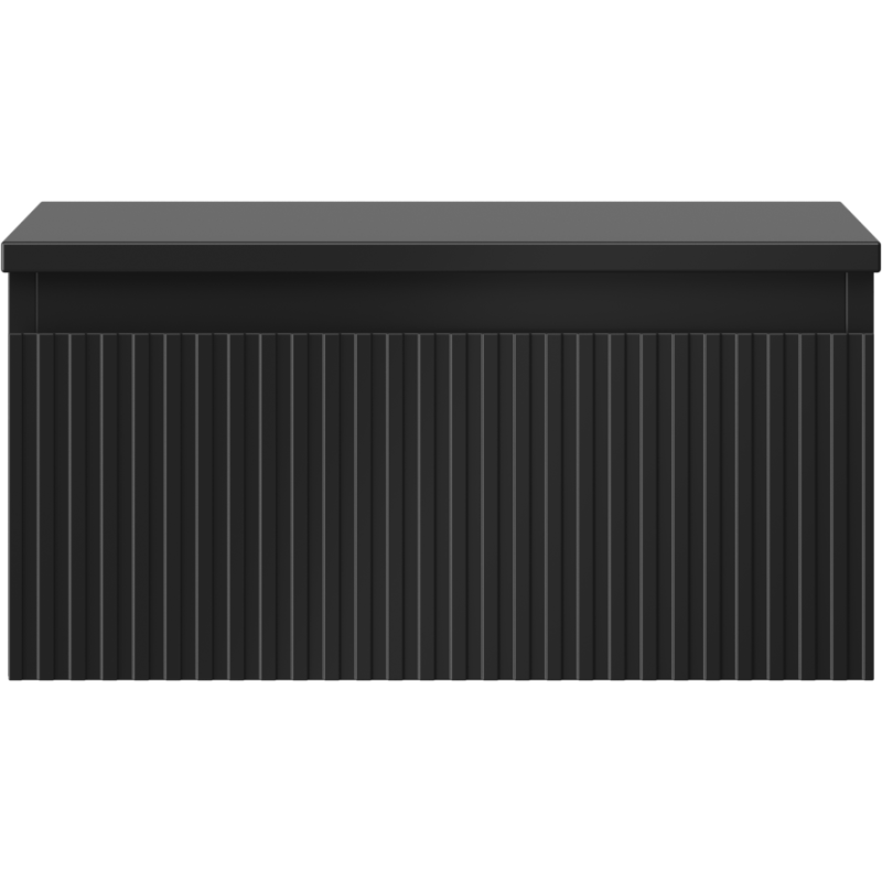 Mexen Rivel bathroom cabinet under washbasin 50 cm with top, 1 drawer, grooved, matte black - 91A20-05023-1-BFC71