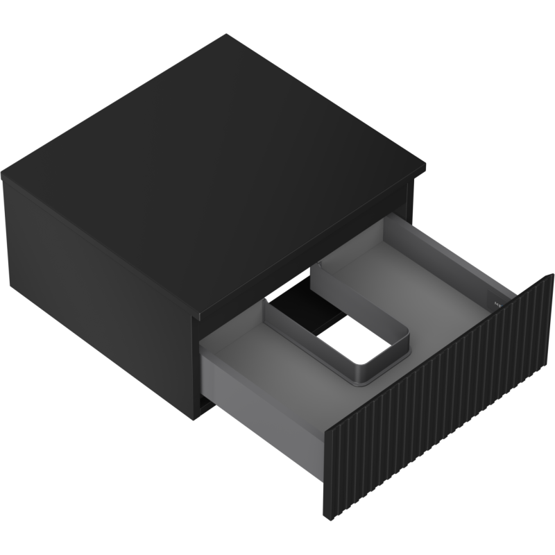Mexen Rivel bathroom cabinet under washbasin 50 cm with top, 1 drawer, grooved, matte black - 91A20-05023-1-BFC71