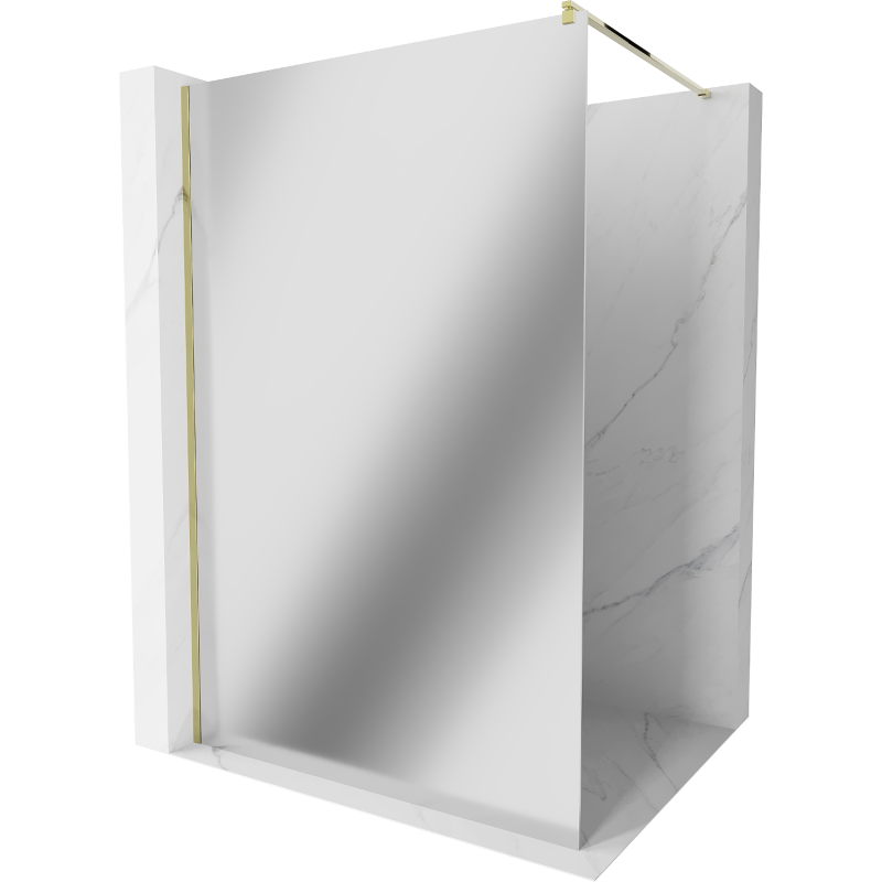 Mexen Kioto shower screen Walk-in 80 x 200 cm, mirror 8 mm, gold - 800-080-101-50-50