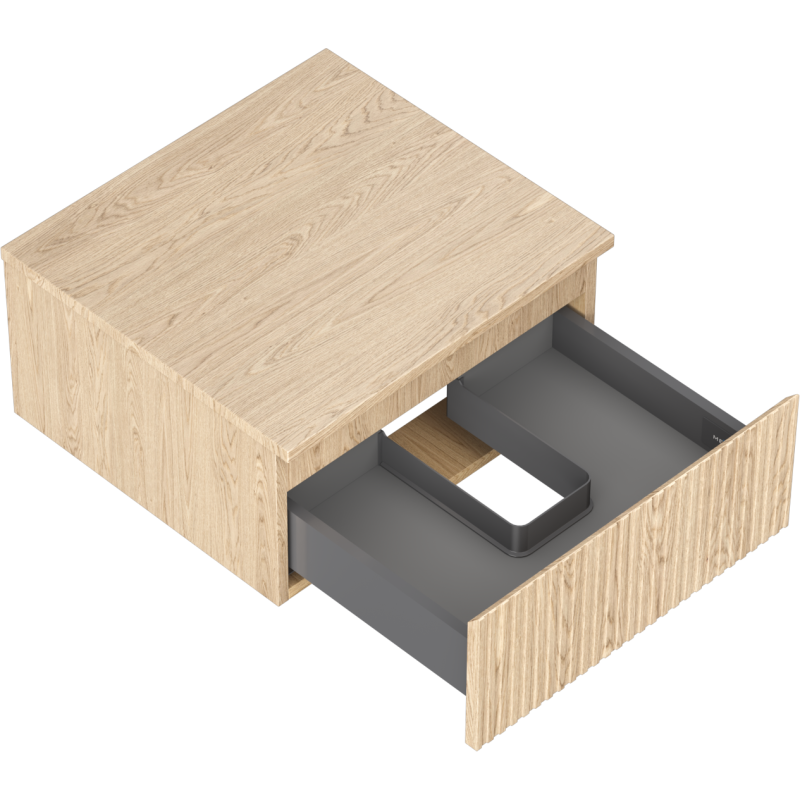 Mexen Rivel bathroom cabinet for under-sink 50 cm with countertop, 1 drawer, grooved, oak - 91A20-05023-1-BFC81