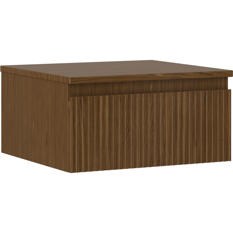 Mexen Rivel bathroom cabinet for washbasin 50 cm with countertop, 1 drawer, grooved, walnut - 91A20-05023-1-BFC86
