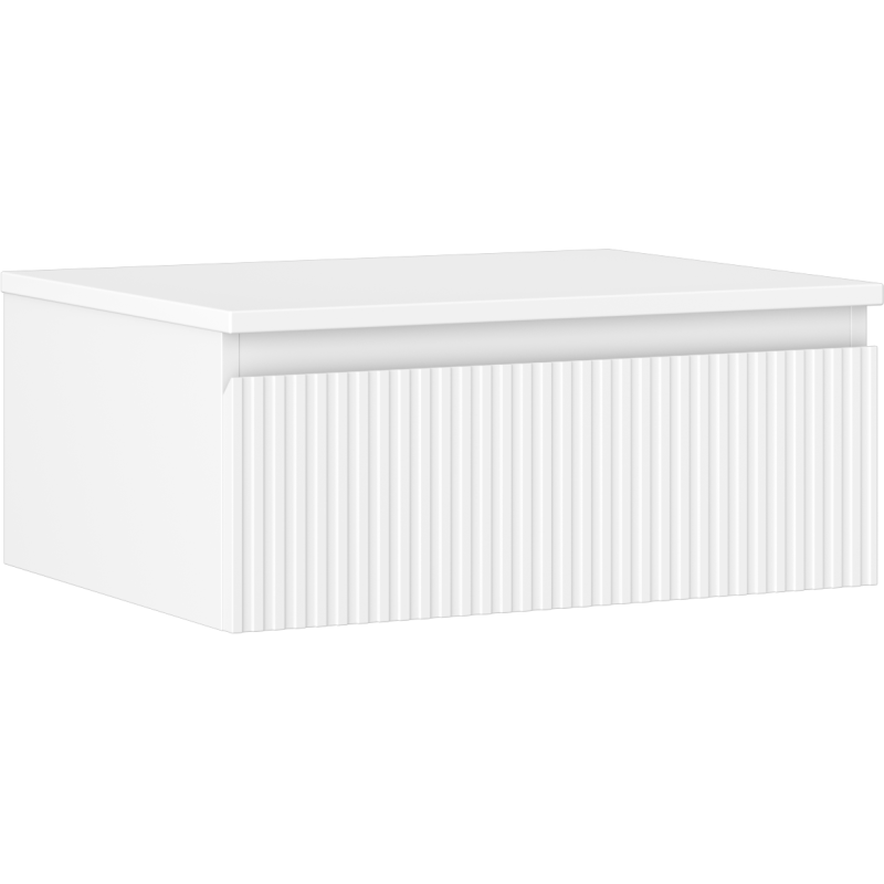Mexen Rivel 60 cm Bathroom Cabinet with Countertop, 1 Drawer, Fluted, Matte White - 91A20-06023-1-BFC01