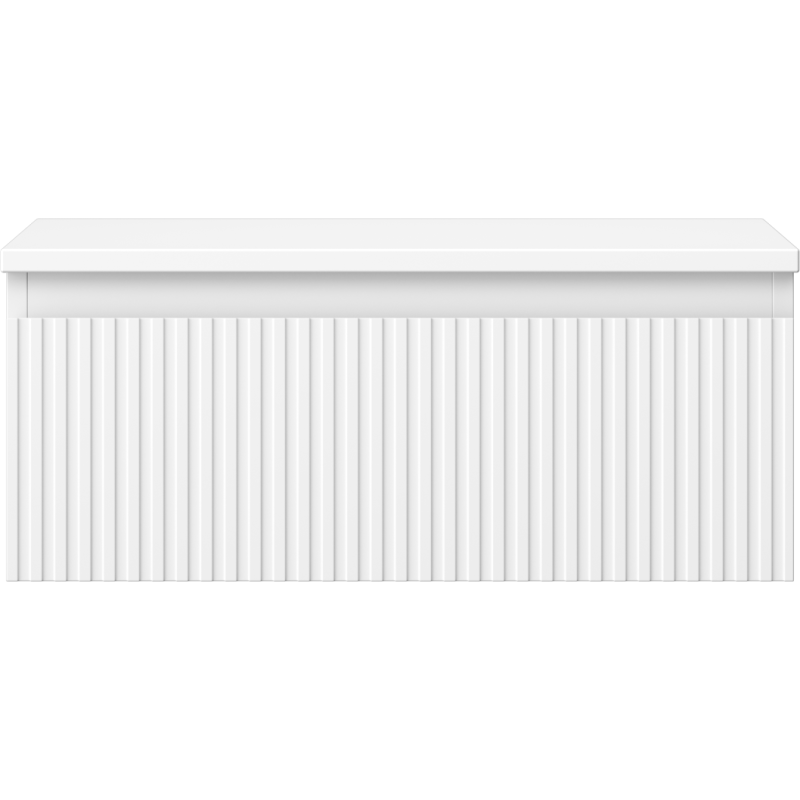 Mexen Rivel 60 cm Bathroom Cabinet with Countertop, 1 Drawer, Fluted, Matte White - 91A20-06023-1-BFC01