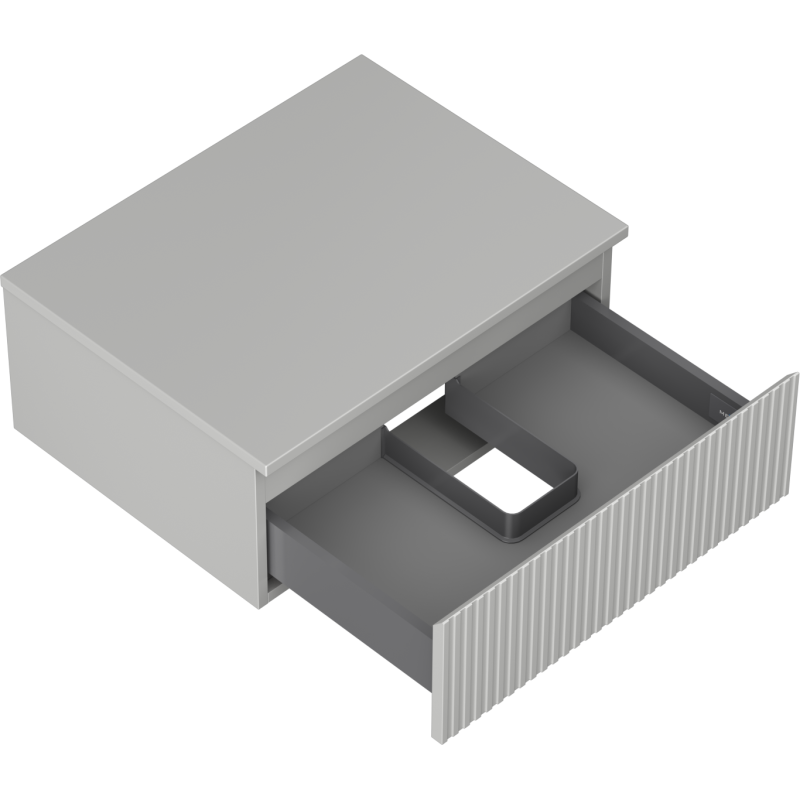 Mexen Rivel bathroom cabinet for washbasin 60 cm with countertop, 1 drawer, fluted, matte grey - 91A20-06023-1-BFC62