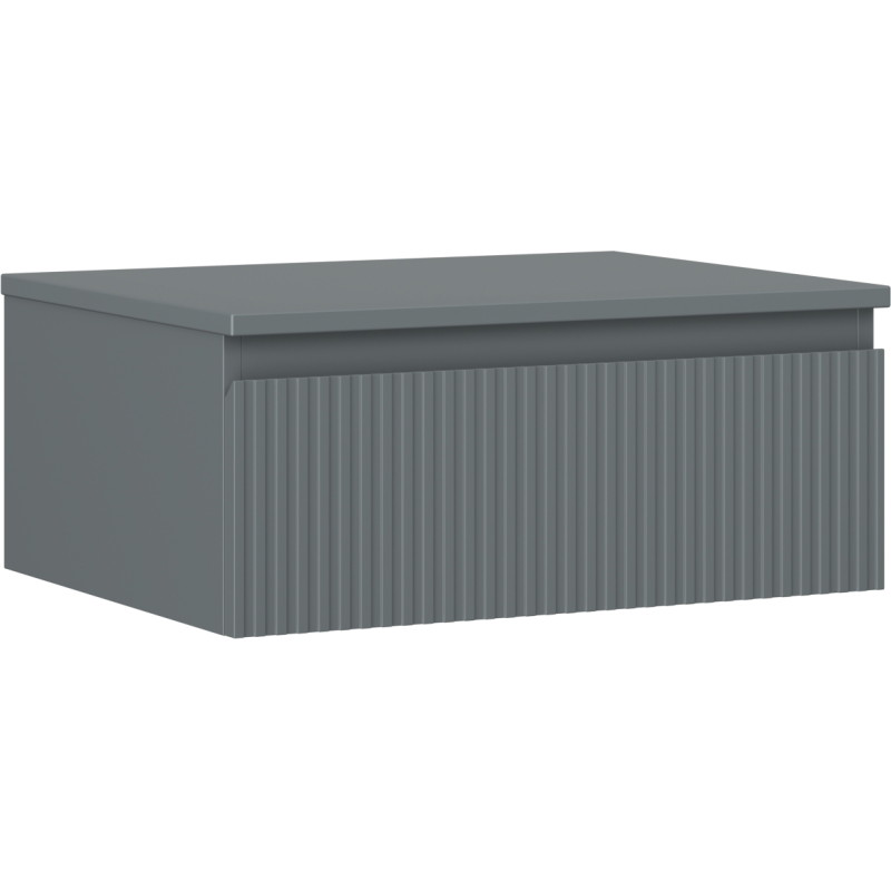 Mexen Rivel 60 cm bathroom vanity cabinet with countertop, 1 drawer, grooved, matte graphite - 91A20-06023-1-BFC66