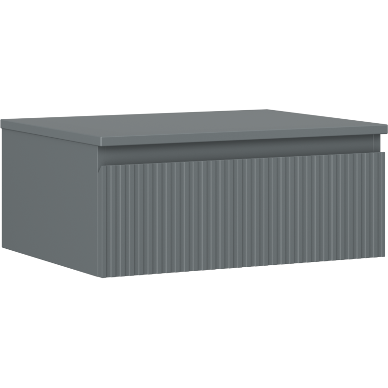 Mexen Rivel bathroom cabinet for the washbasin, 60 cm with countertop, 1 drawer, fluted, matte graphite - 91A20-06023-1-BFC66