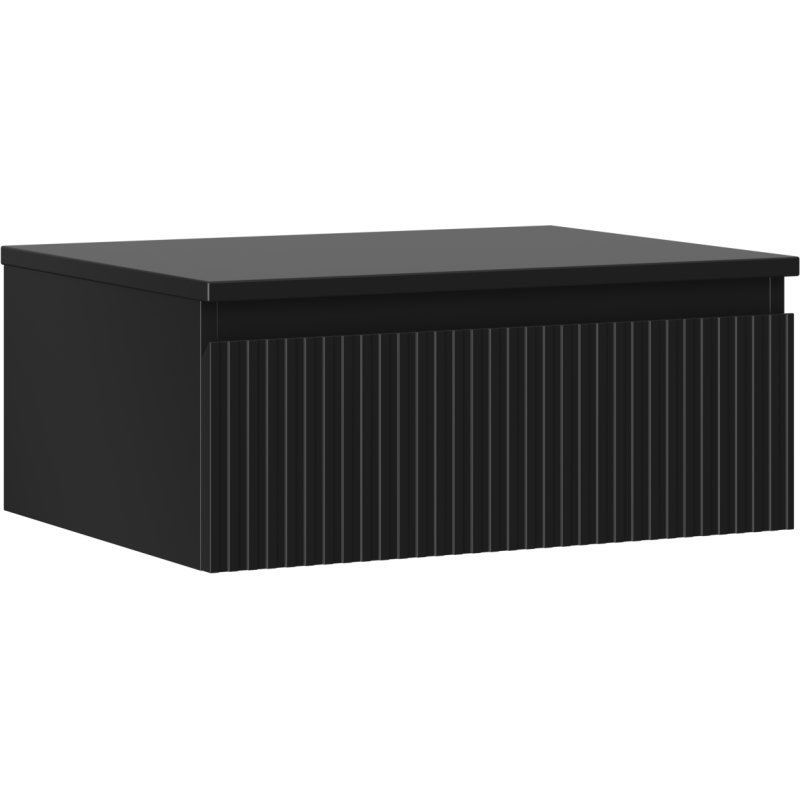 Mexen Rivel bathroom cabinet with countertop 60 cm, 1 drawer, fluted, black matte - 91A20-06023-1-BFC71