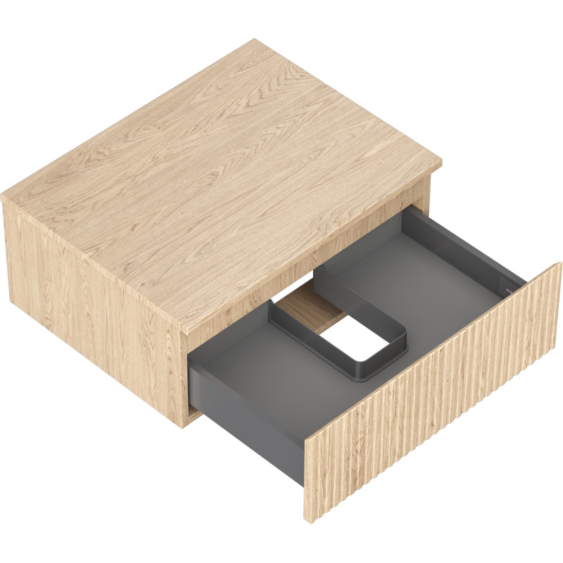 Mexen Rivel bathroom cabinet under sink 60 cm with countertop, 1 drawer, grooved, oak - 91A20-06023-1-BFC81