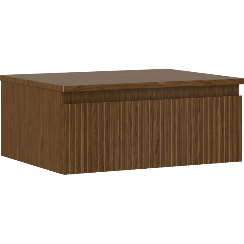 Mexen Rivel 60 cm Under-Sink Bathroom Cabinet with Countertop, 1 Drawer, Fluted, Walnut - 91A20-06023-1-BFC86