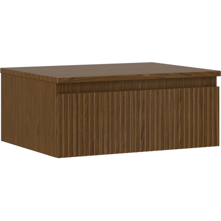 Mexen Rivel 60 cm Under-Sink Bathroom Cabinet with Countertop, 1 Drawer, Fluted, Walnut - 91A20-06023-1-BFC86