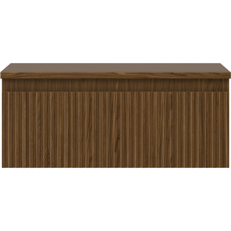 Mexen Rivel 60 cm Bathroom Cabinet with Countertop, 1 Grooved Drawer, Walnut - 91A20-06023-1-BFC86