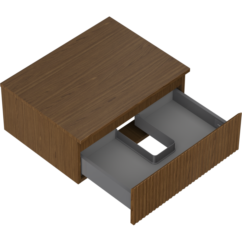 Mexen Rivel 60 cm Bathroom Cabinet with Countertop, 1 Grooved Drawer, Walnut - 91A20-06023-1-BFC86