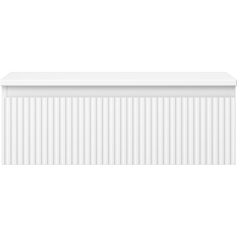 Mexen Rivel bathroom cabinet under-sink 70 cm with countertop, 1 drawer, fluted, white matte - 91A20-07023-1-BFC01