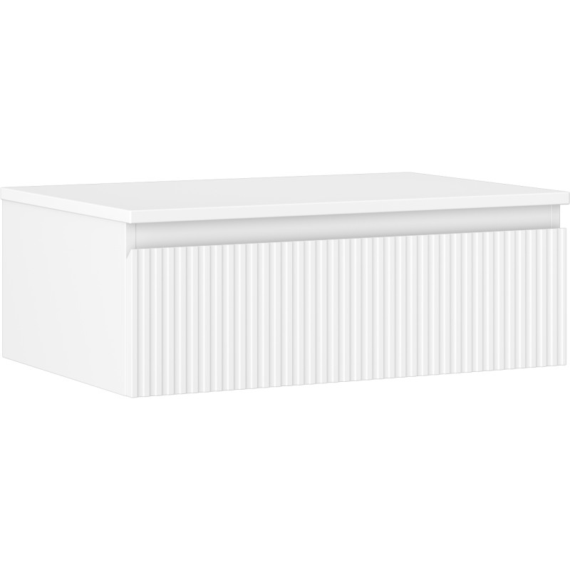Mexen Rivel bathroom cabinet under-sink 70 cm with countertop, 1 drawer, fluted, white matte - 91A20-07023-1-BFC01