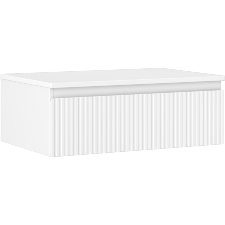 Mexen Rivel 70 cm Bathroom Cabinet with Countertop, 1 Drawer, Fluted, Matte White - 91A20-07023-1-BFC01