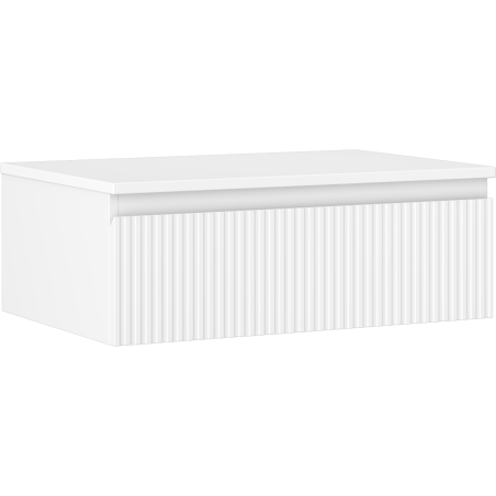 Mexen Rivel bathroom cabinet under-sink 70 cm with countertop, 1 drawer, fluted, white matte - 91A20-07023-1-BFC01