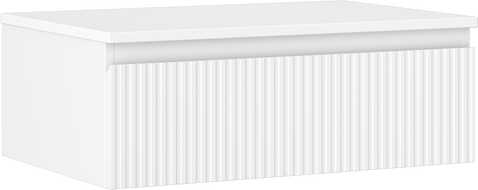 Mexen Rivel 70 cm Bathroom Cabinet with Countertop, 1 Drawer, Fluted, Matte White - 91A20-07023-1-BFC01