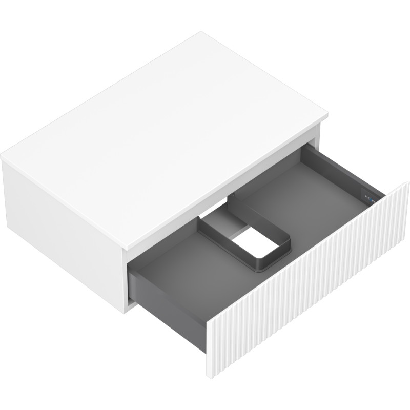 Mexen Rivel bathroom cabinet under-sink 70 cm with countertop, 1 drawer, fluted, white matte - 91A20-07023-1-BFC01