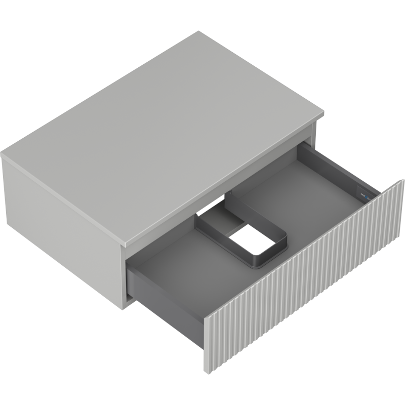 Mexen Rivel bathroom cabinet under-sink 70 cm with countertop, 1 drawer, ribbed, grey matte - 91A20-07023-1-BFC62