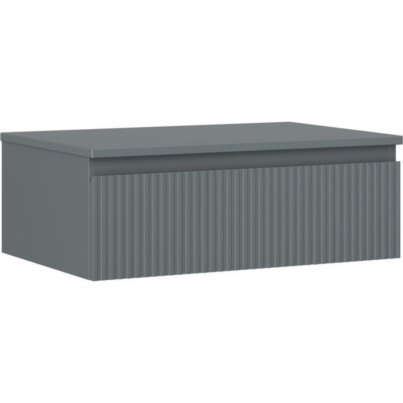 Mexen Rivel bathroom vanity cabinet 70 cm with countertop, 1 drawer, fluted, matte graphite - 91A20-07023-1-BFC66