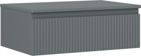 Mexen Rivel bathroom vanity cabinet 70 cm with countertop, 1 drawer, fluted, matte graphite - 91A20-07023-1-BFC66