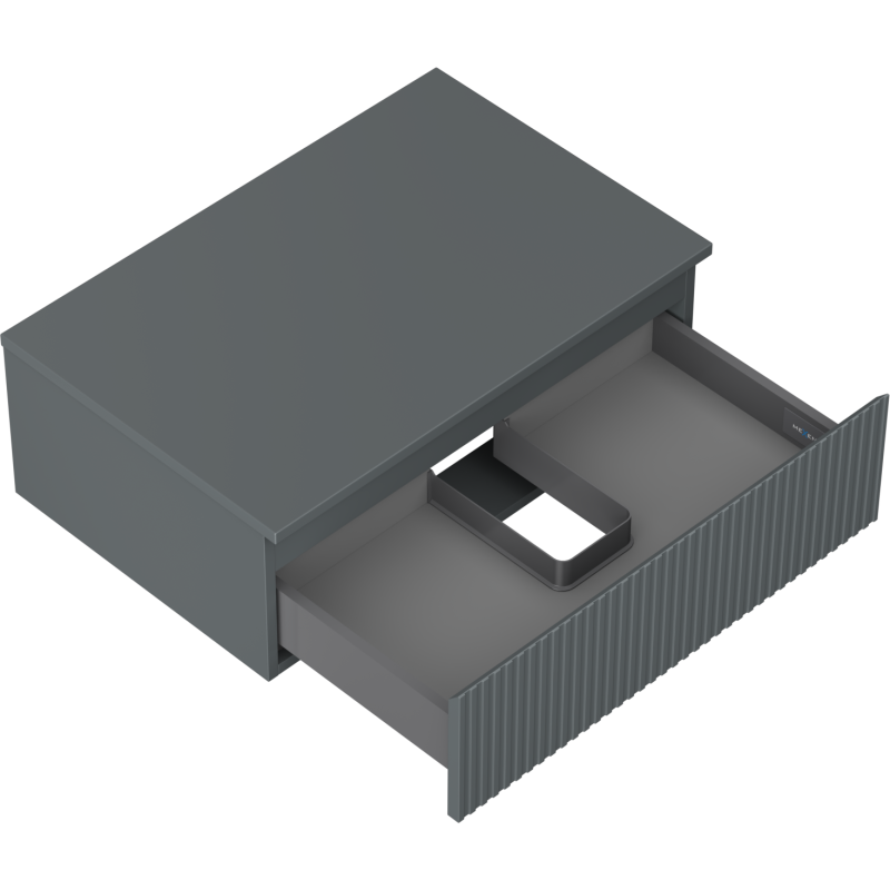 Mexen Rivel 70 cm Bathroom Cabinet with Countertop, 1 Drawer, Grooved, Matt Graphite - 91A20-07023-1-BFC66