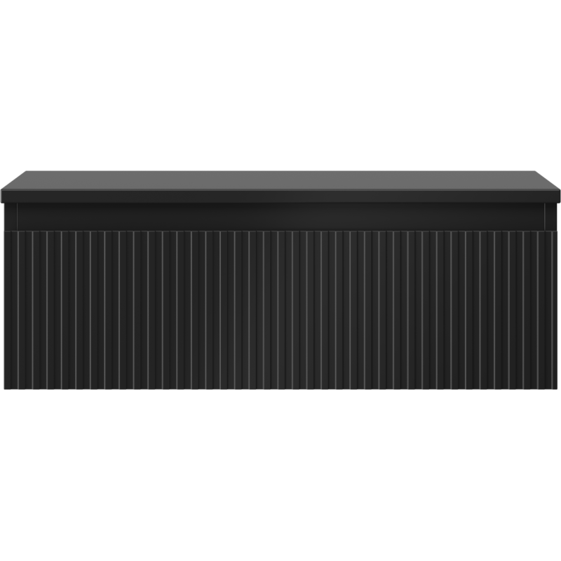 Mexen Rivel bathroom cabinet for under-sink 70 cm with countertop, 1 drawer, fluted, matte black - 91A20-07023-1-BFC71