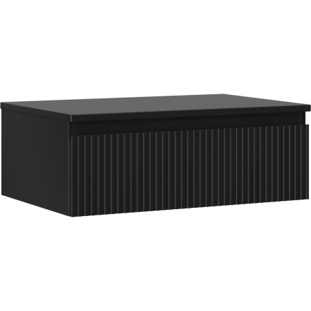 Mexen Rivel 70 cm Bathroom Cabinet with Countertop, 1 Drawer, Fluted, Black Matte - 91A20-07023-1-BFC71