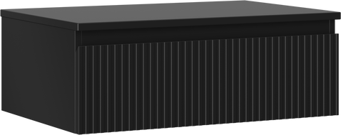 Mexen Rivel 70 cm Bathroom Cabinet with Countertop, 1 Drawer, Fluted, Black Matte - 91A20-07023-1-BFC71