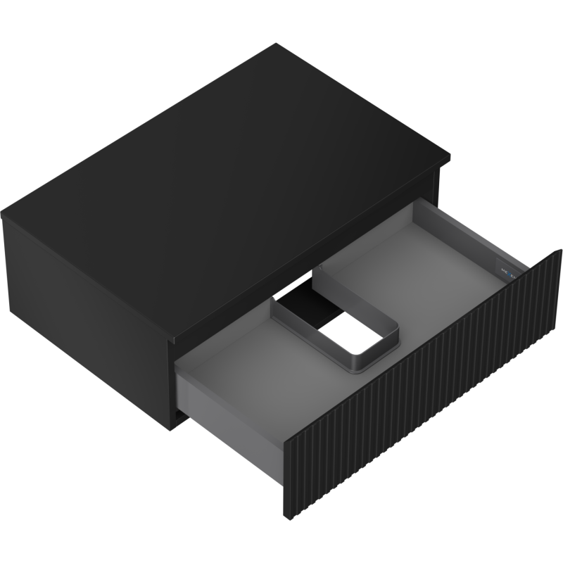 Mexen Rivel bathroom cabinet for under-sink 70 cm with countertop, 1 drawer, fluted, matte black - 91A20-07023-1-BFC71