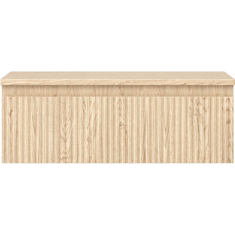 Mexen Rivel bathroom cabinet under sink 70 cm with countertop, 1 drawer, fluted, oak - 91A20-07023-1-BFC81