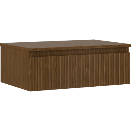 Mexen Rivel bathroom cabinet for sink 70 cm with countertop, 1 drawer, grooved, walnut - 91A20-07023-1-BFC86