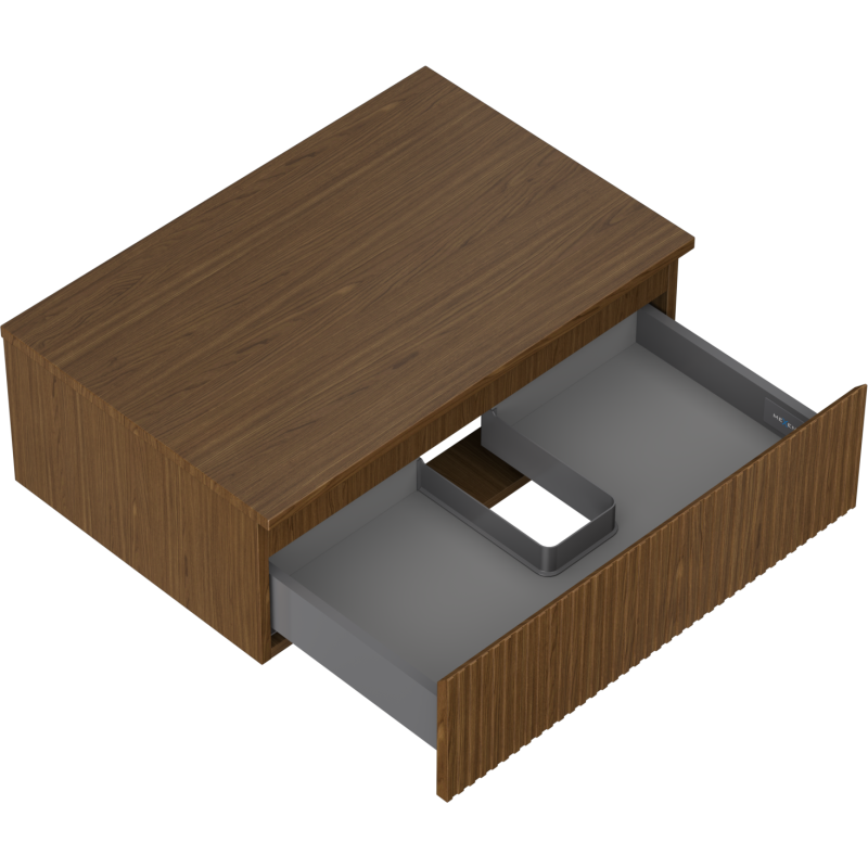 Mexen Rivel 70 cm Bathroom Vanity Cabinet with Countertop, 1 Drawer, Fluted, Walnut - 91A20-06023-1-BFC86 - 91A20-07023-1-BFC86