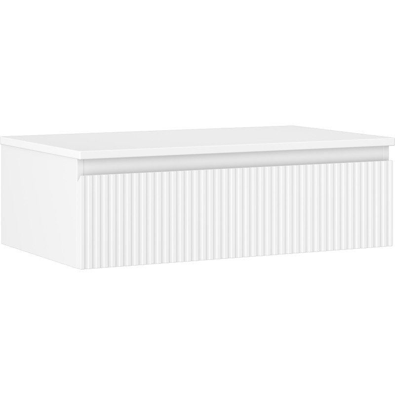 Mexen Rivel 80 cm under-sink bathroom cabinet with countertop, 1 drawer, fluted, white matte - 91A20-08023-1-BFC01