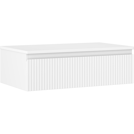 Mexen Rivel 80 cm under-sink bathroom cabinet with countertop, 1 drawer, fluted, white matte - 91A20-08023-1-BFC01