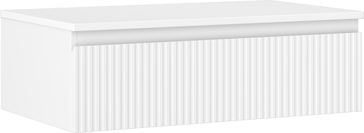 Mexen Rivel bathroom cabinet vanity unit 80 cm with countertop, 1 drawer, fluted, white matte - 91A20-08023-1-BFC01