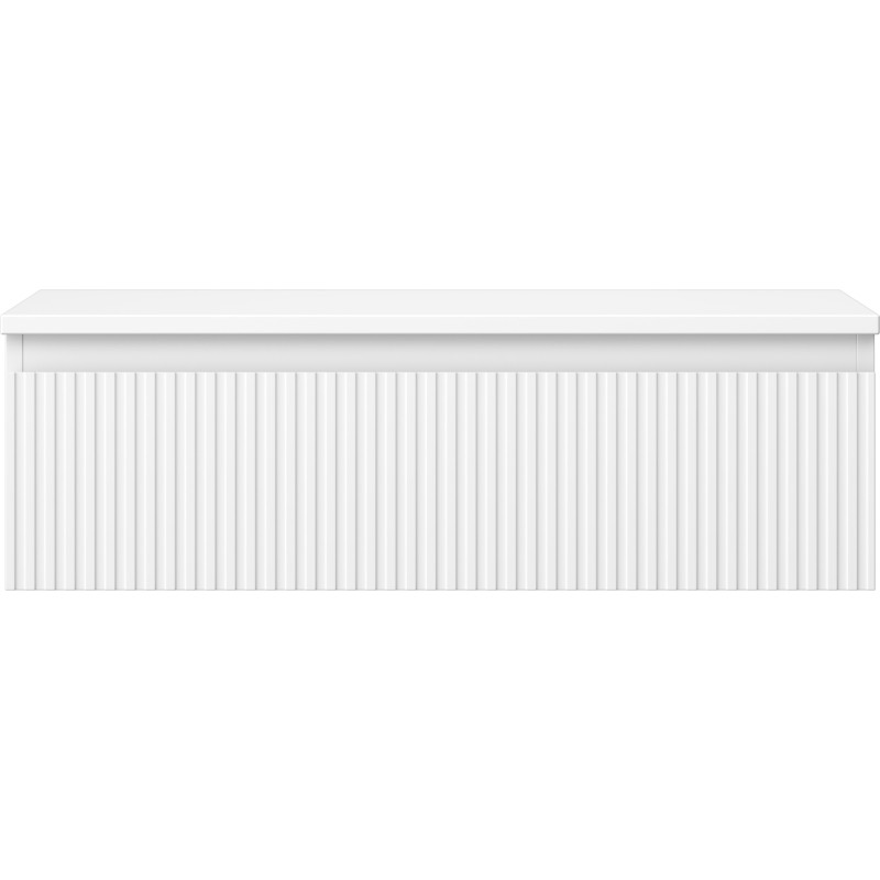 Mexen Rivel 80 cm under-sink bathroom cabinet with countertop, 1 drawer, fluted, white matte - 91A20-08023-1-BFC01